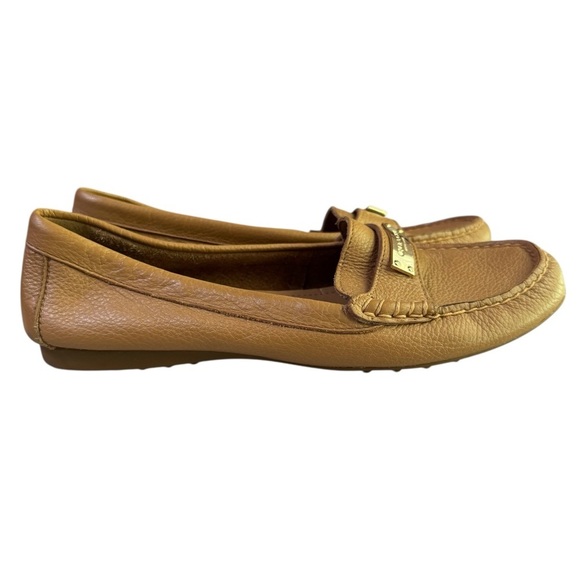 Coach Fredrica Tan Pebbled Leather Diving Mocs Flats Loafers Size 7.5 - Picture 7 of 14